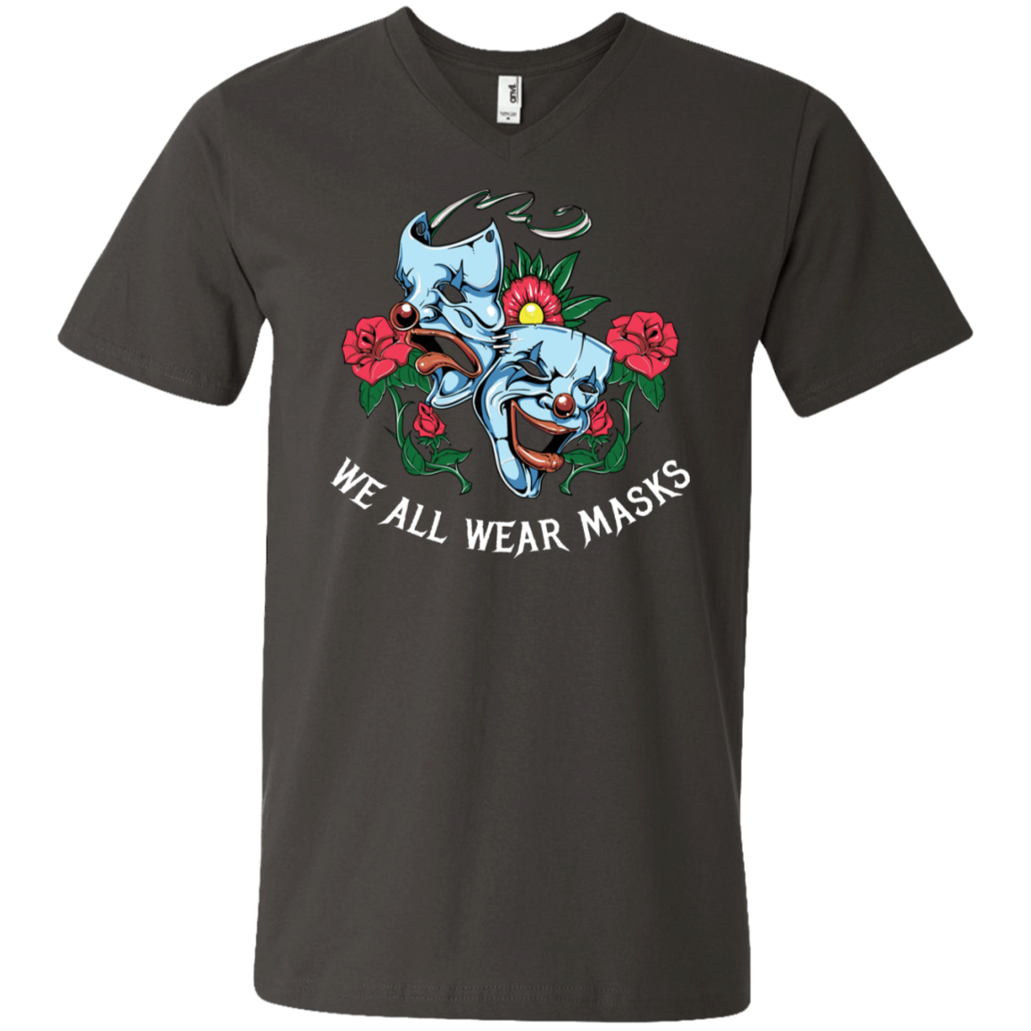 "WE ALL WEAR MASKS" Men's Printed V-Neck T-Shirt