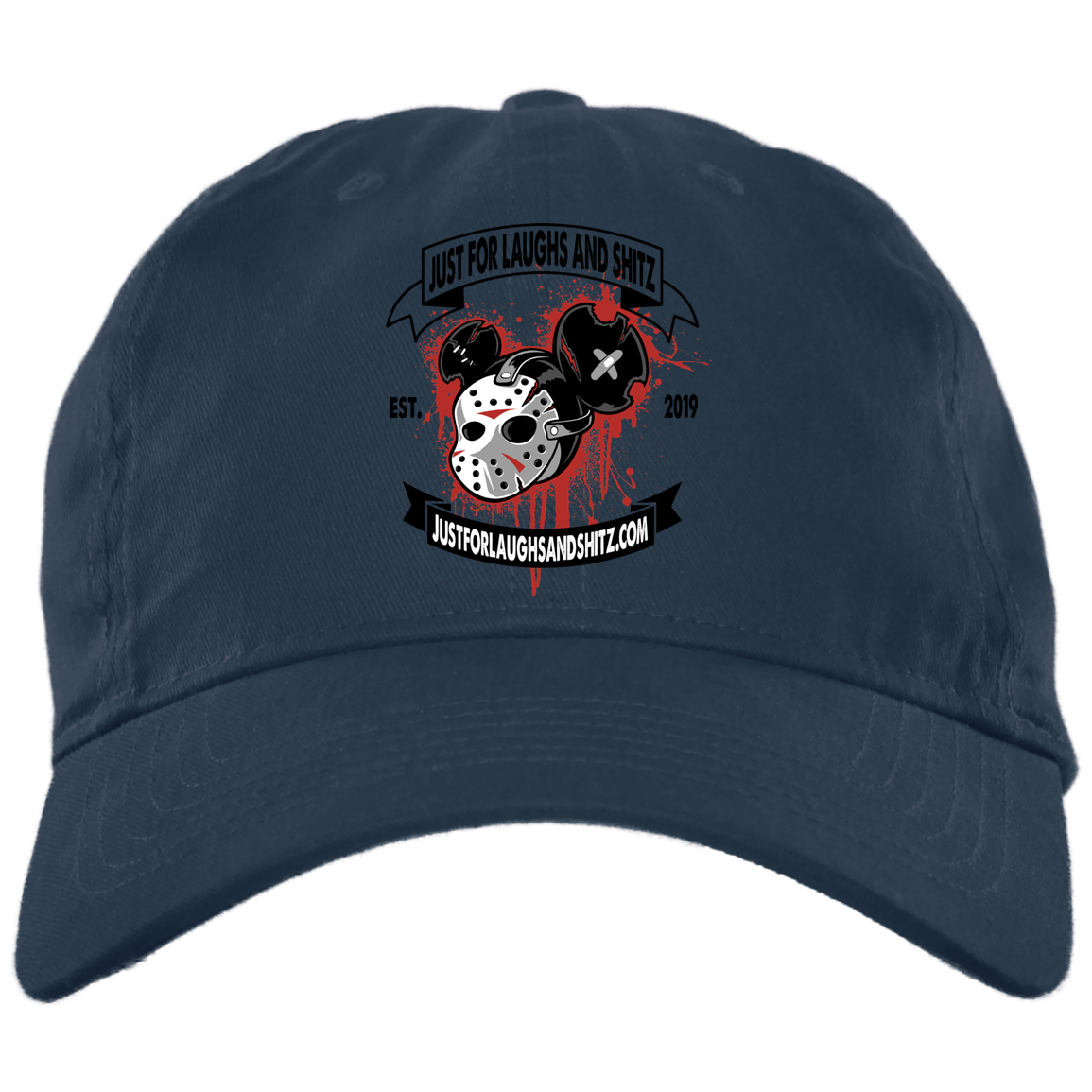 "MICKY MASK" with black banner Twill Unstructured Dad Cap