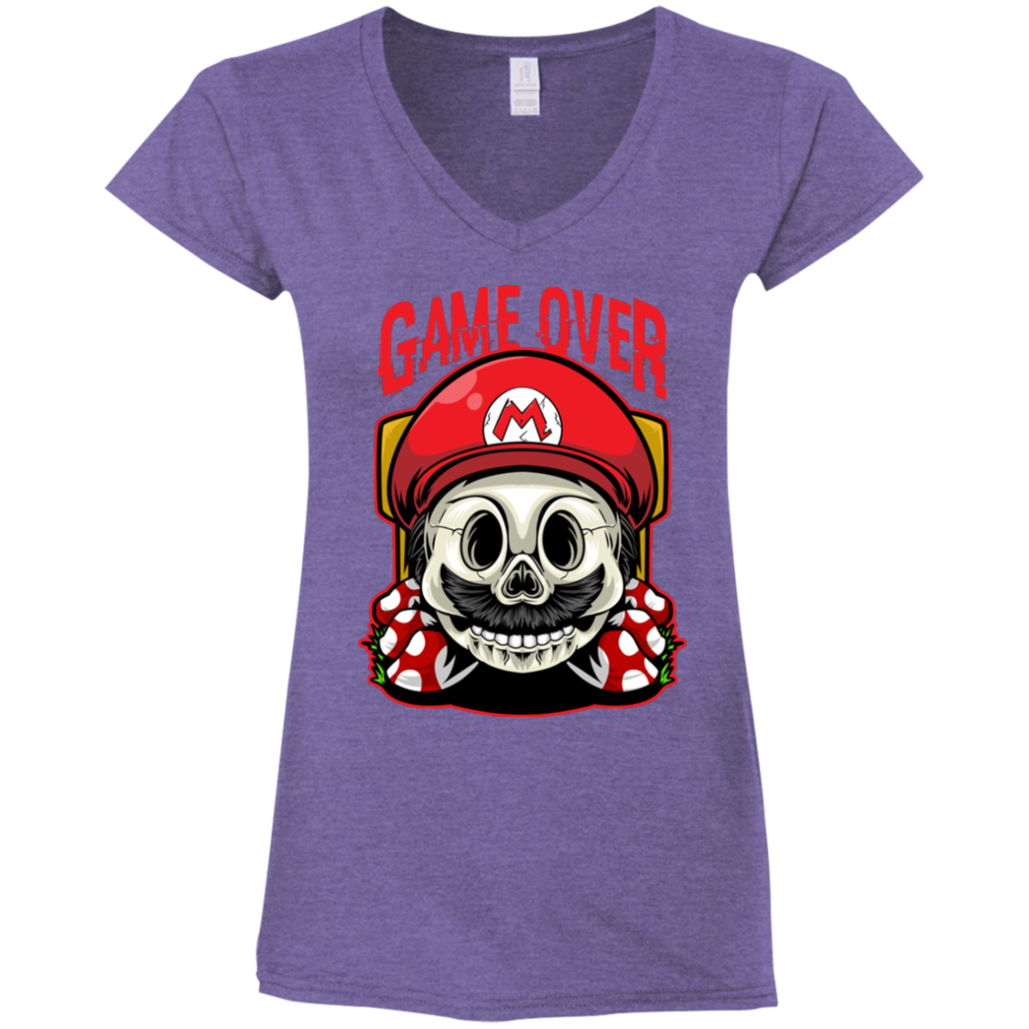 "GAME OVER" Ladies' Fitted Softstyle 4.5 oz V-Neck T-Shirt