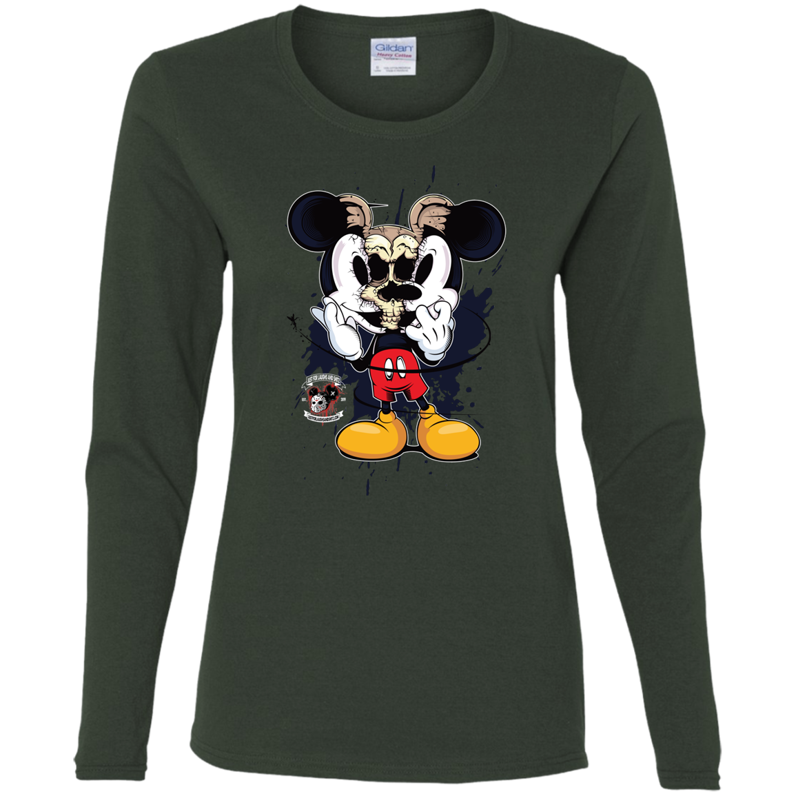 "SKULL MICKEY" Ladies' Cotton LS T-Shirt