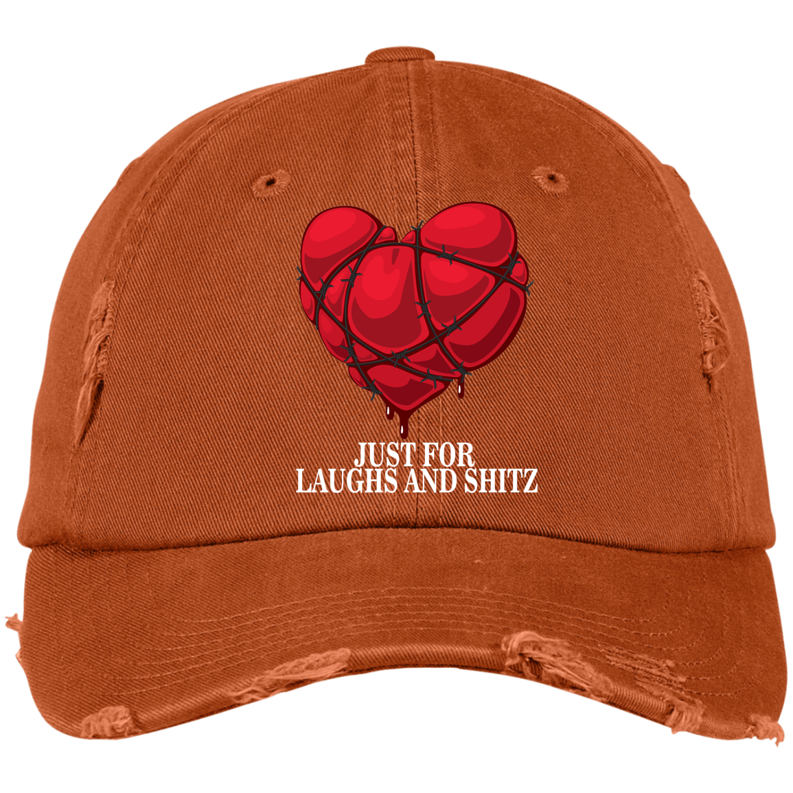 "MY BLOODY HEART" in white print Distressed Dad Cap