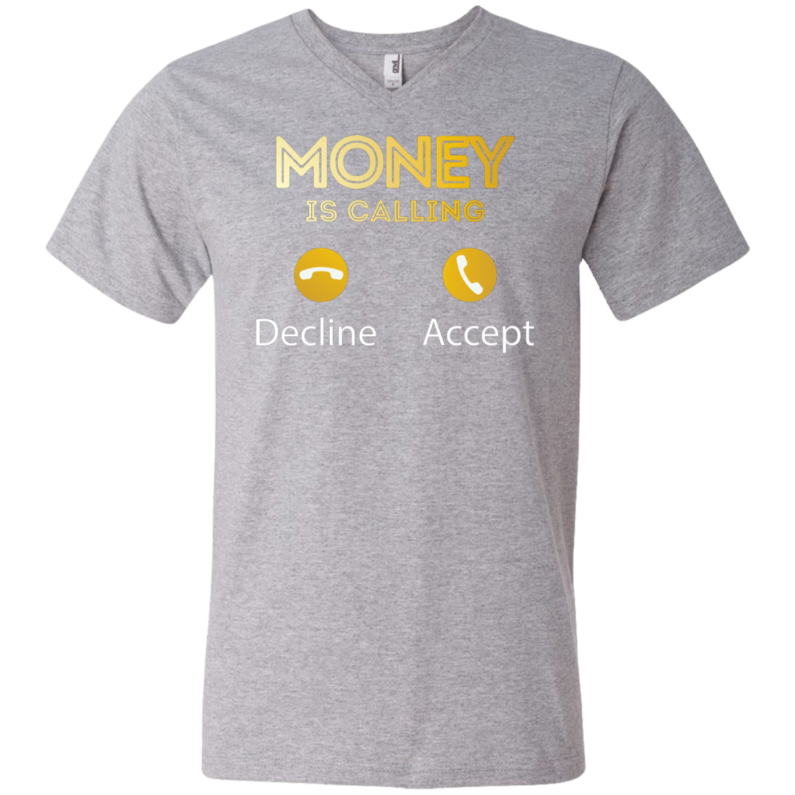 "MONEY IS CALLING" Men's Printed V-Neck T-Shirt