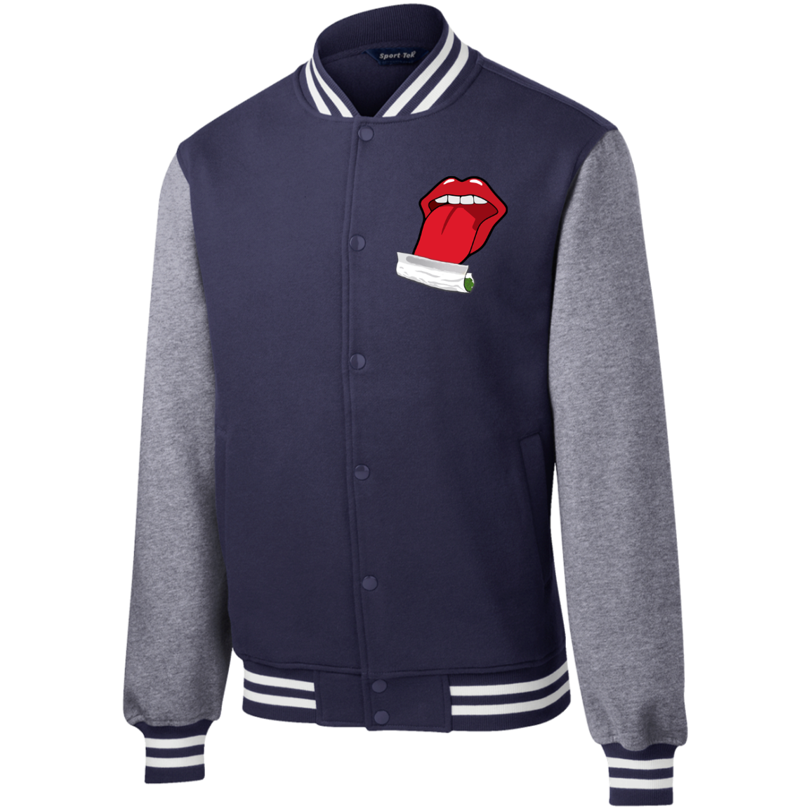 "ROLLING JOINT" Mens Fleece Letterman Jacket