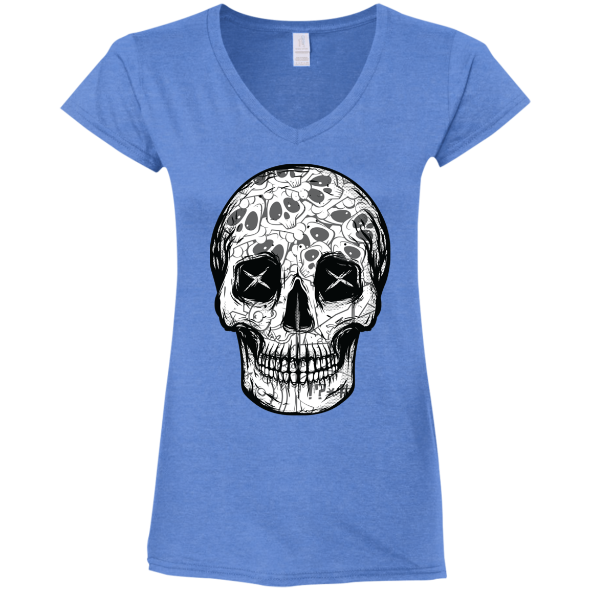 "SKULL HEADS" Ladies' Fitted Softstyle 4.5 oz V-Neck T-Shirt