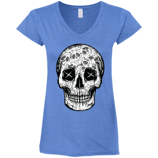 "SKULL HEADS" Ladies' Fitted Softstyle 4.5 oz V-Neck T-Shirt