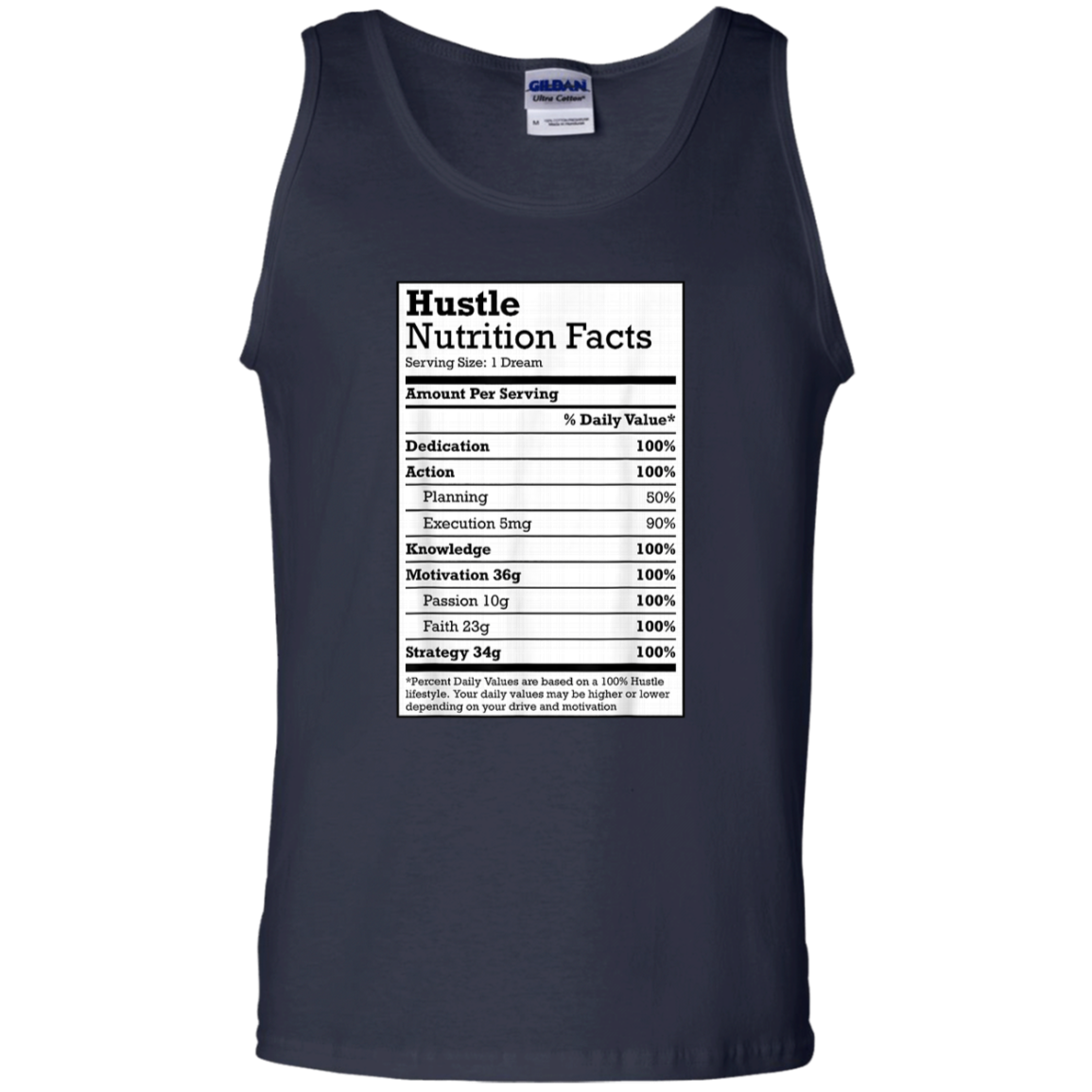 "HUSTLE NUTRITION FACTS" 100% Cotton Tank Top