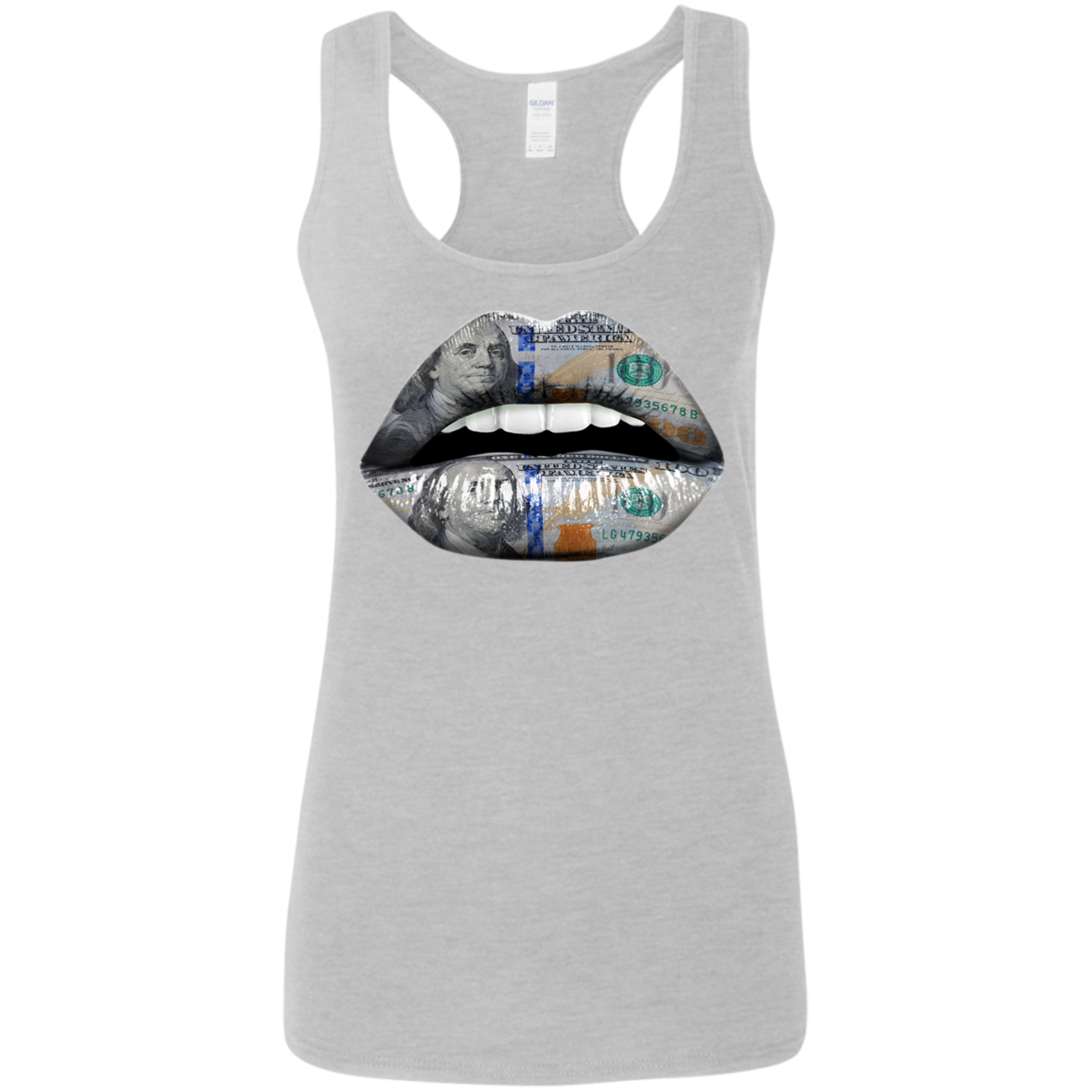 "100 DOLLAR LIPS" Ladies' Softstyle Racerback Tank