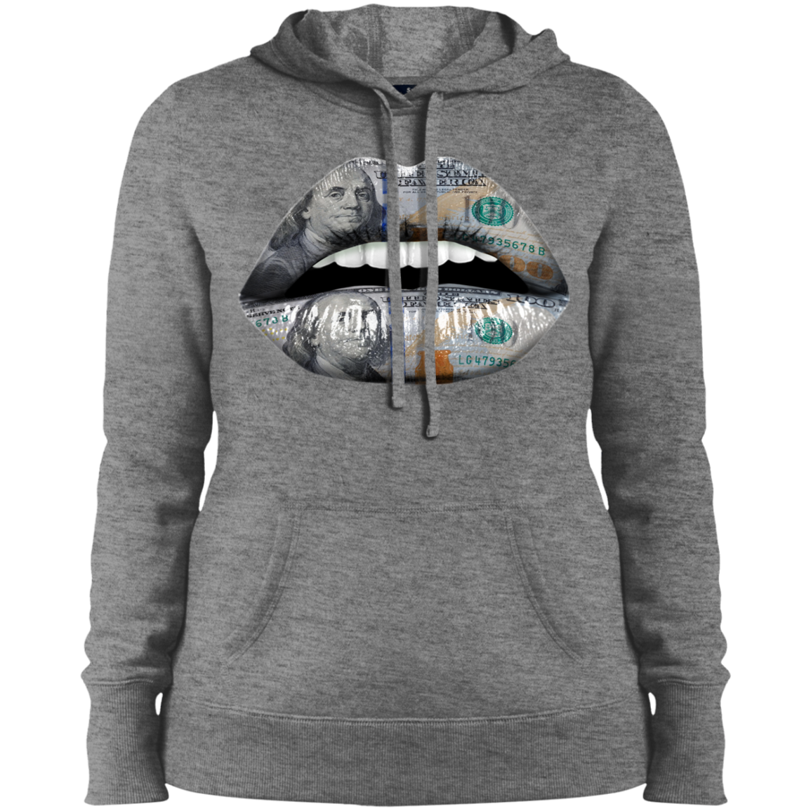 "100 DOLLAR LIPS" Ladies' Pullover Hooded Sweatshirt