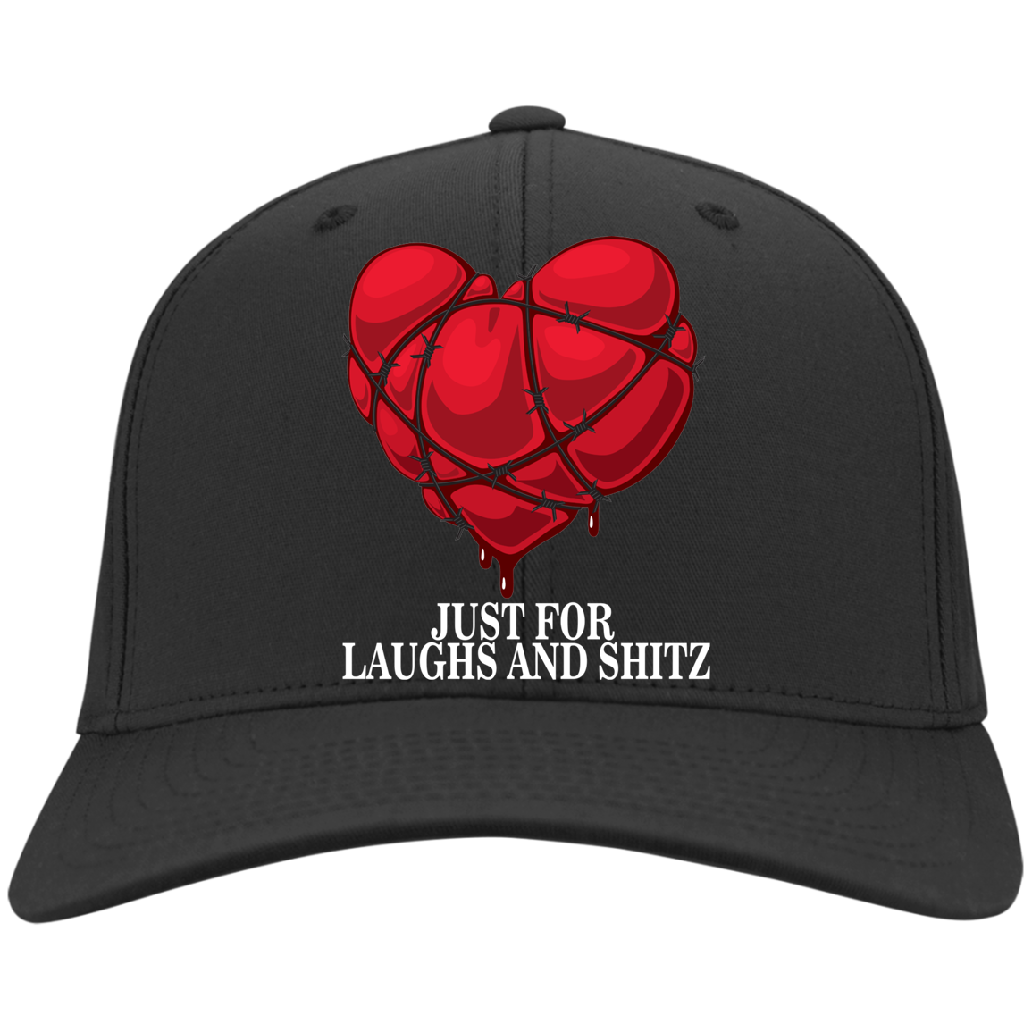 "MY BLOODY HEART" in white print Twill Cap