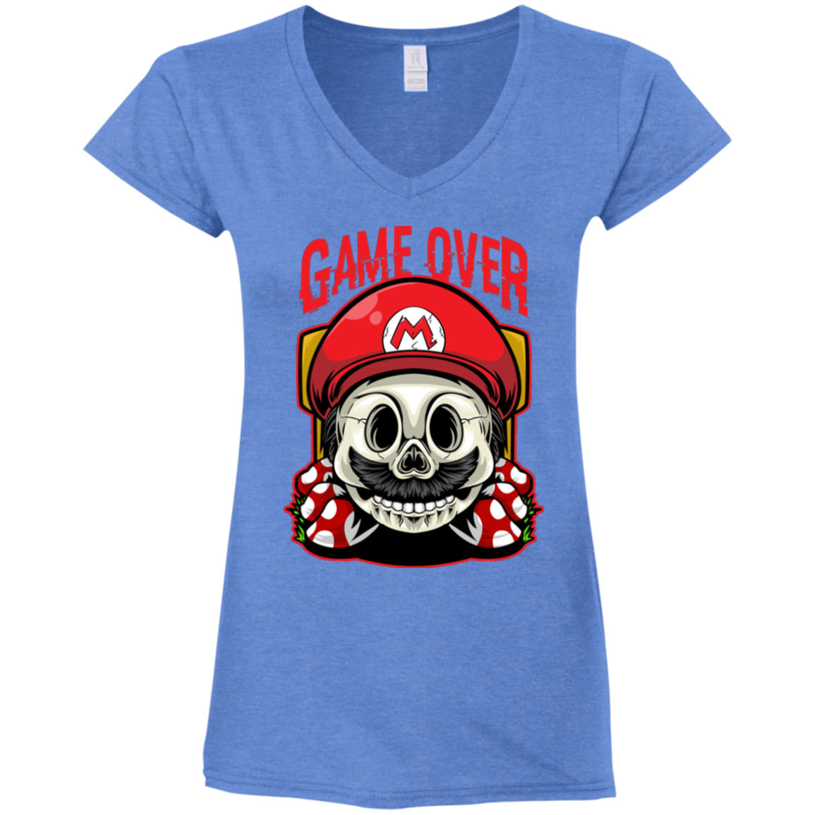 "GAME OVER" Ladies' Fitted Softstyle 4.5 oz V-Neck T-Shirt