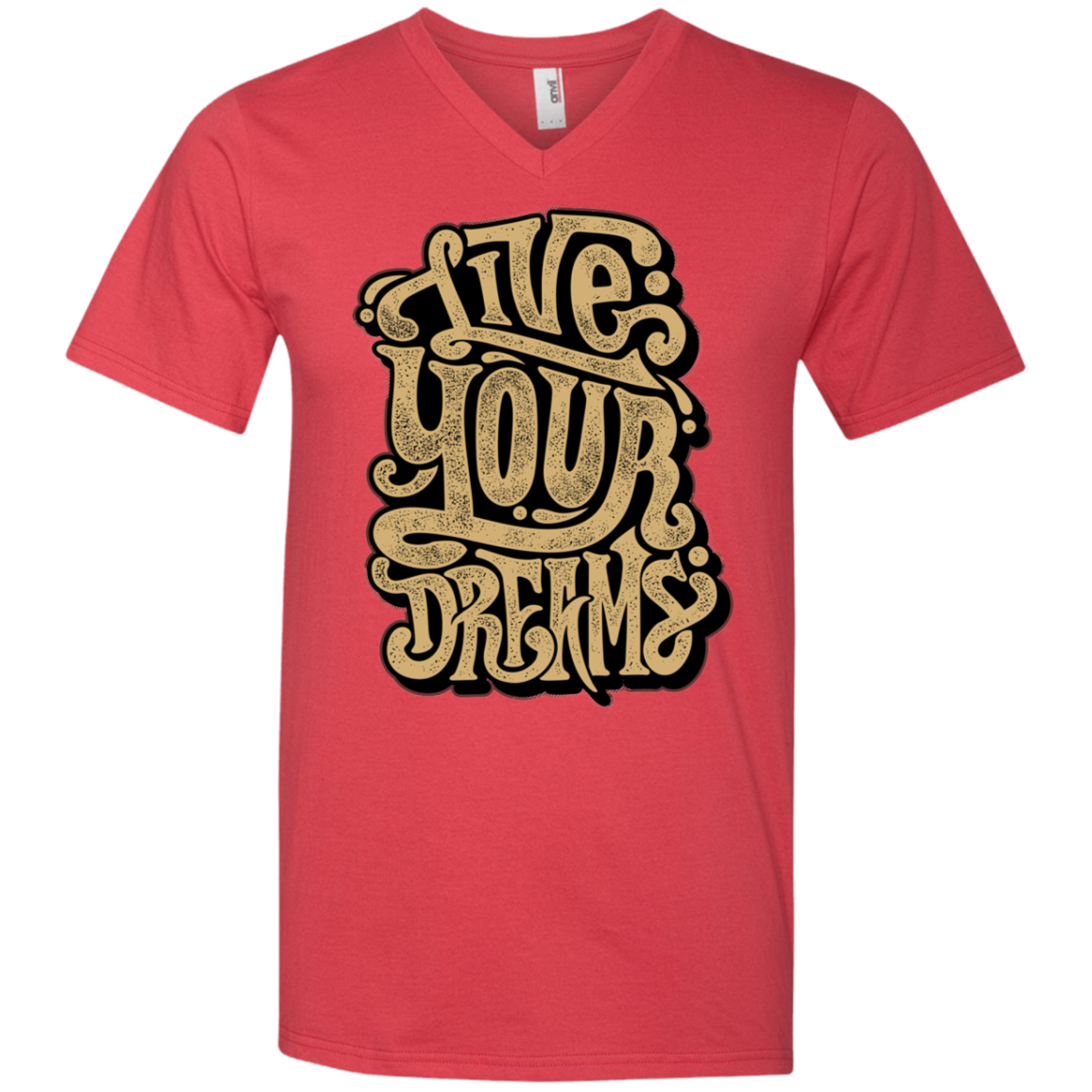 "LIVE YOUR DREAMS" Men's Printed V-Neck T-Shirt