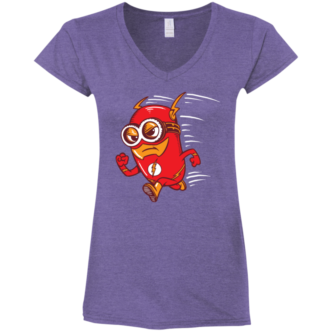 "FLASH MINION" Ladies' Fitted Softstyle 4.5 oz V-Neck T-Shirt