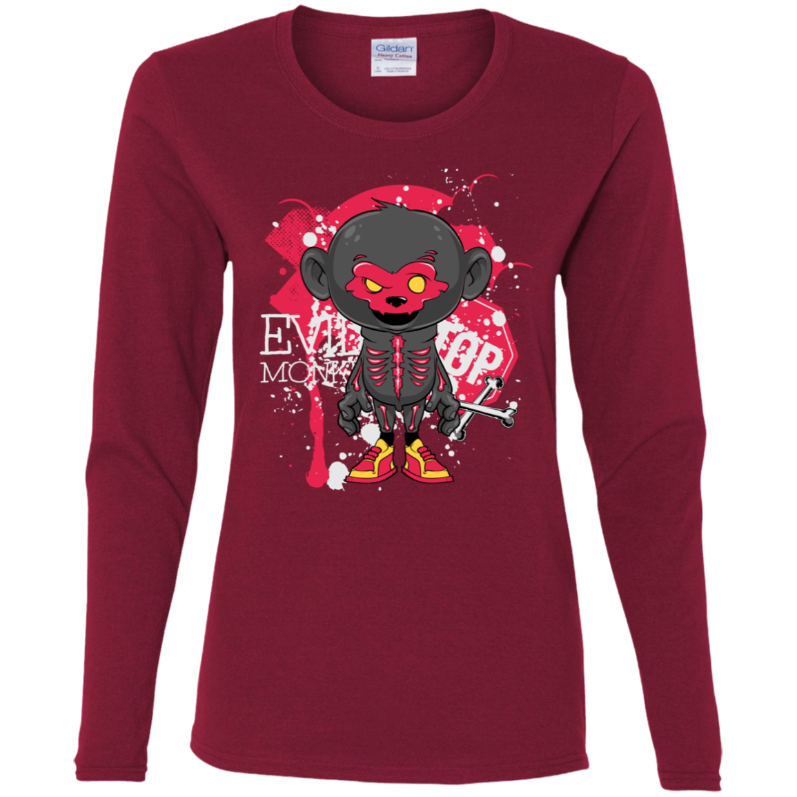 "EVIL MONKEY" Ladies' Cotton LS T-Shirt