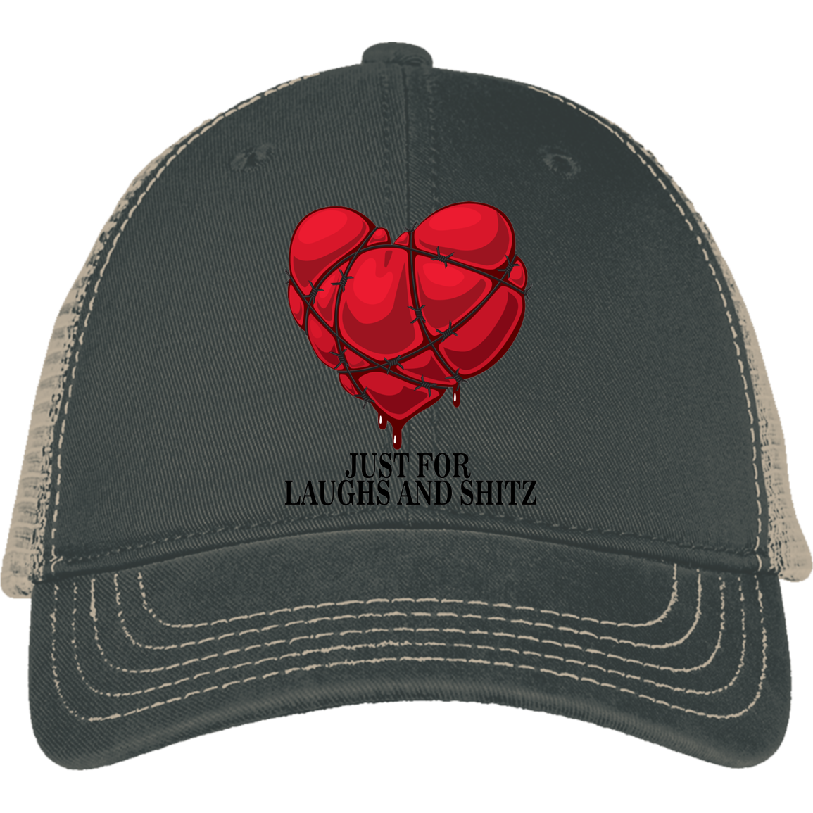 "MY BLOODY HEART" in black print Mesh Back Cap