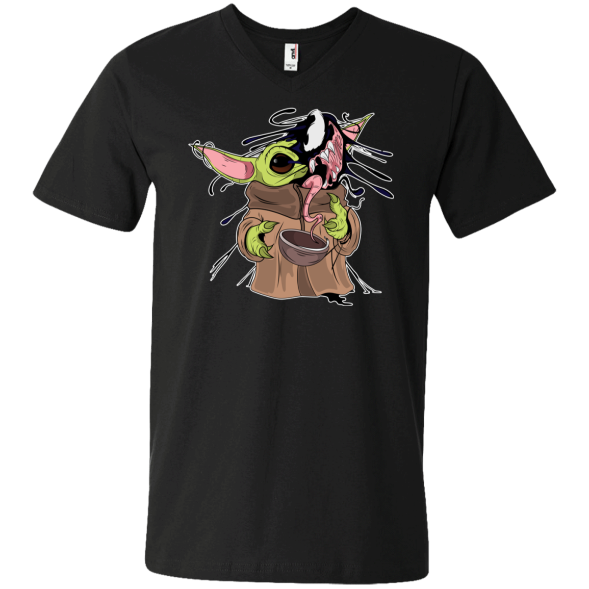 "BABY YODA VENOM" Men's Printed V-Neck T-Shirt