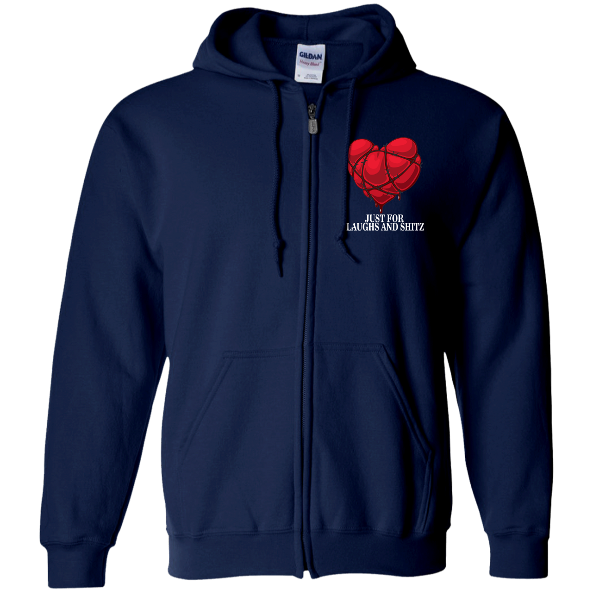 "MY BLOODY HEART" in white print Zip Up Hooded Sweatshirt