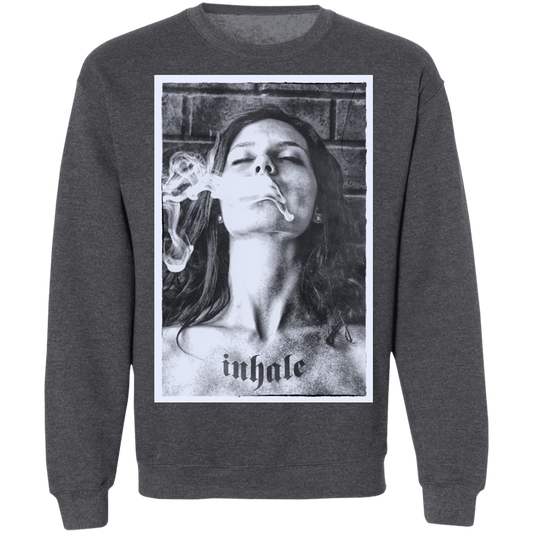 "INHALE" Crewneck Pullover Sweatshirt  8 oz.