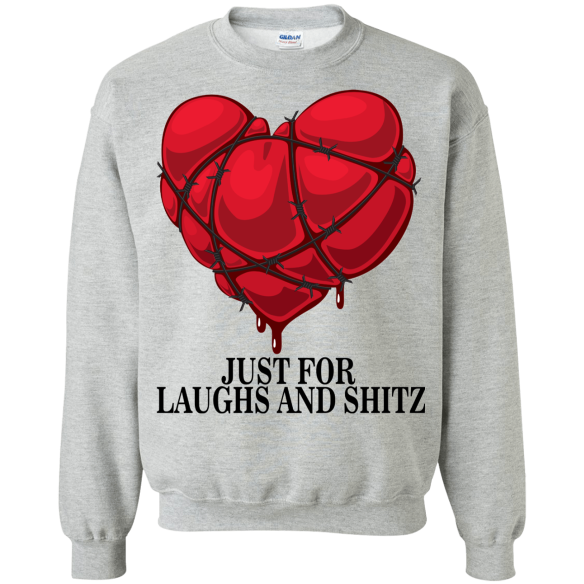 "MY BLOODY HEART" in black print Crewneck Pullover Sweatshirt  8 oz.