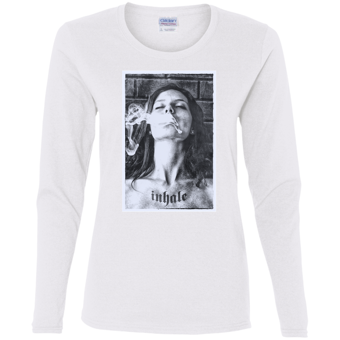 'INHALE" Ladies' Cotton LS T-Shirt