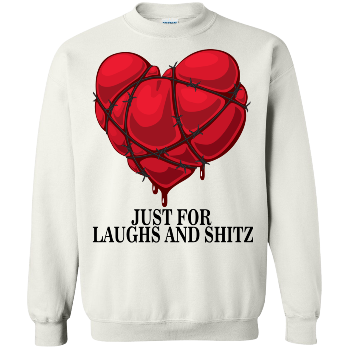 "MY BLOODY HEART" in black print Crewneck Pullover Sweatshirt  8 oz.