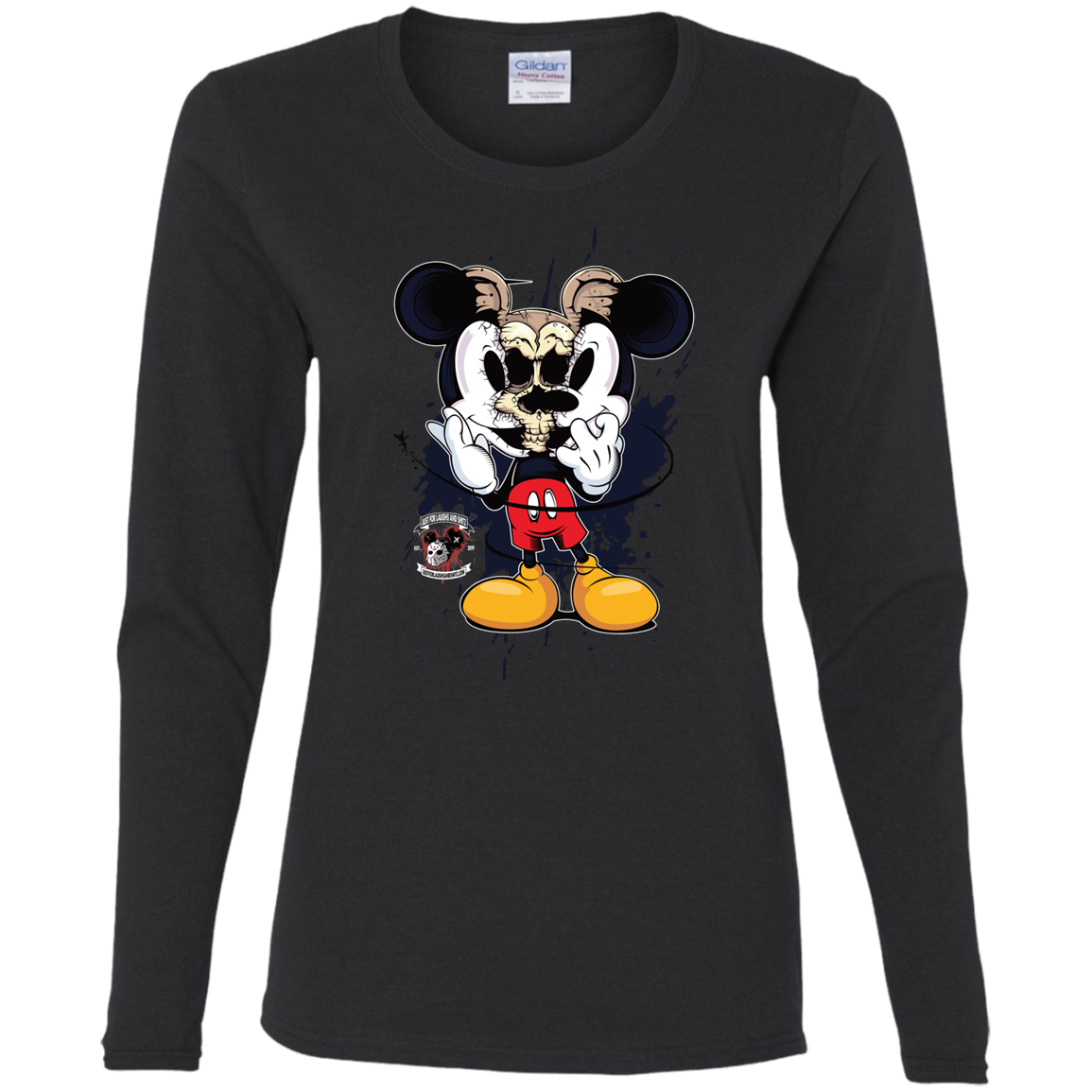 "SKULL MICKEY" Ladies' Cotton LS T-Shirt