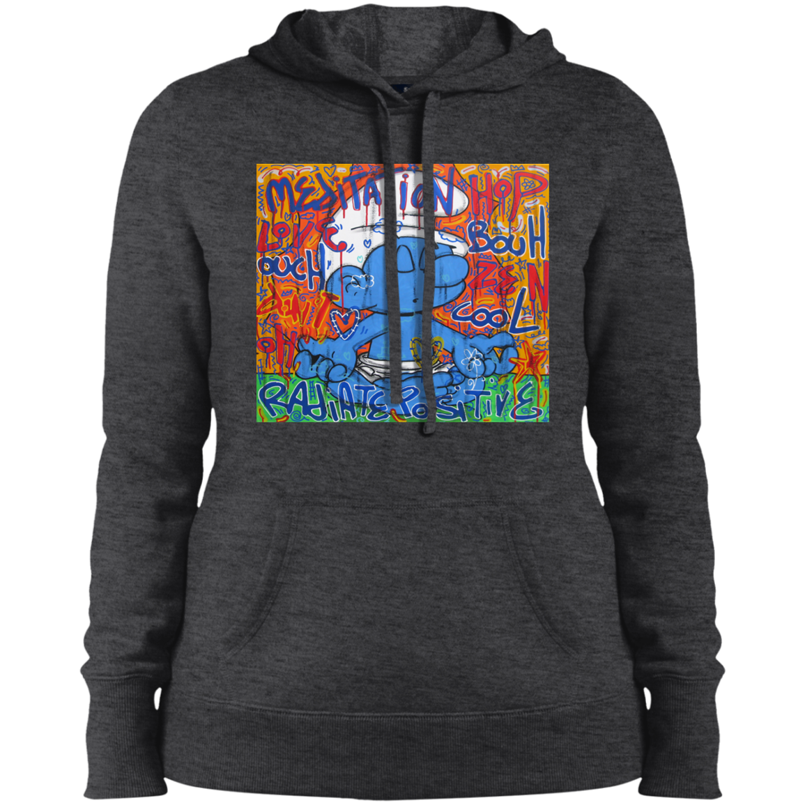 "MEDITATION SMURF" Ladies' Pullover Hooded Sweatshirt