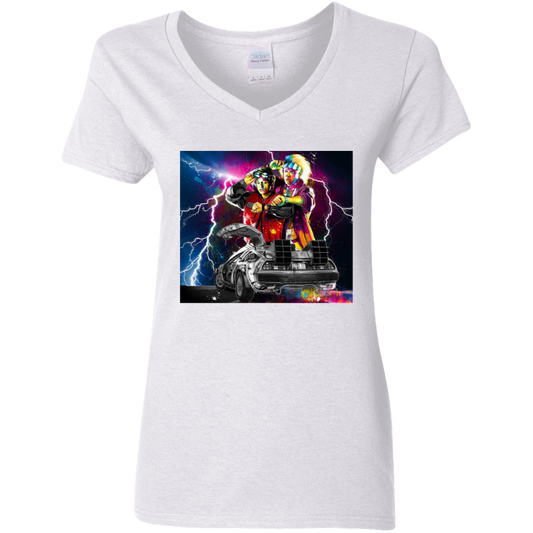 "DELOREAN" Ladies' 5.3 oz. V-Neck T-Shirt