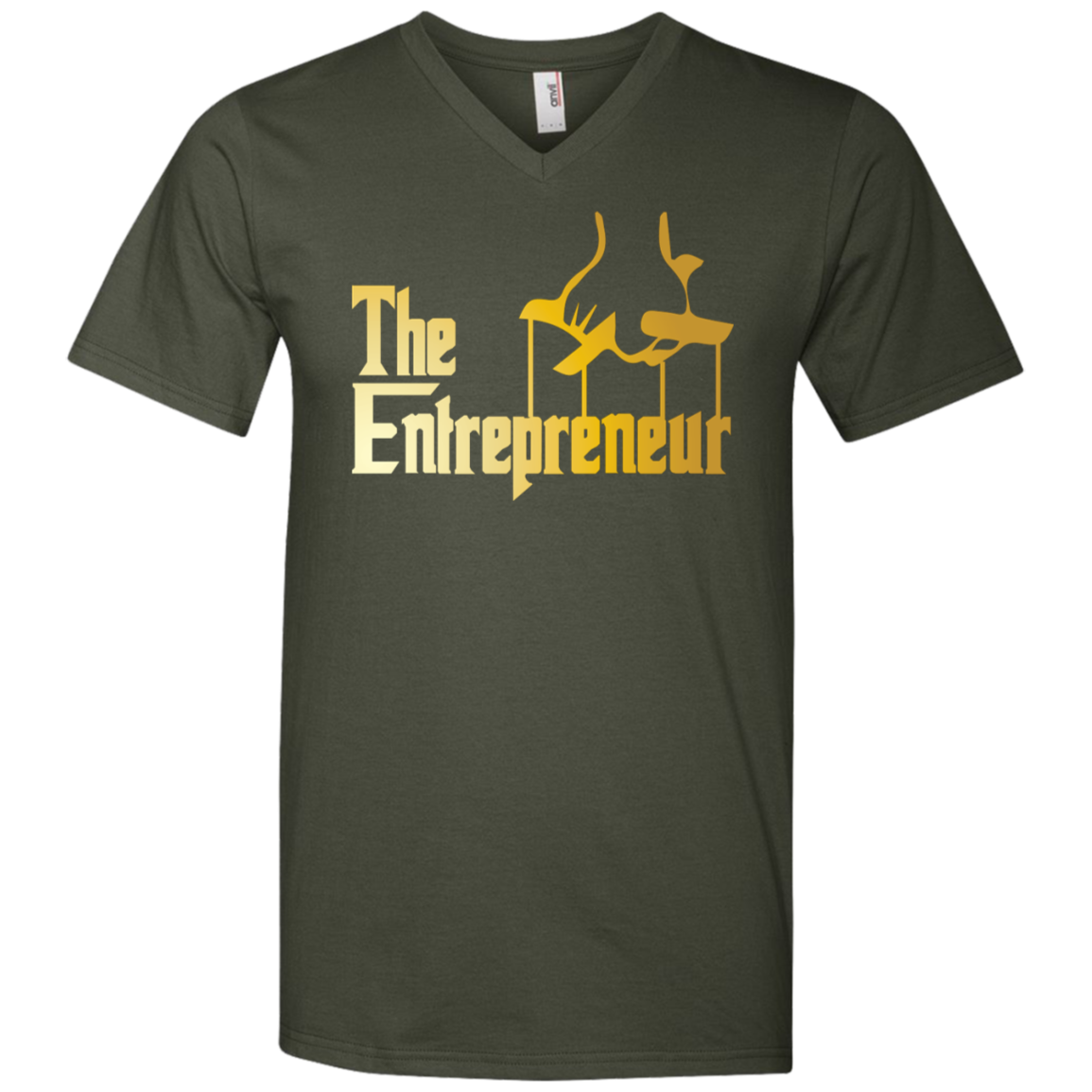 "HANDS OF AN ENTREPRENEUR" Printed V-Neck T-Shirt