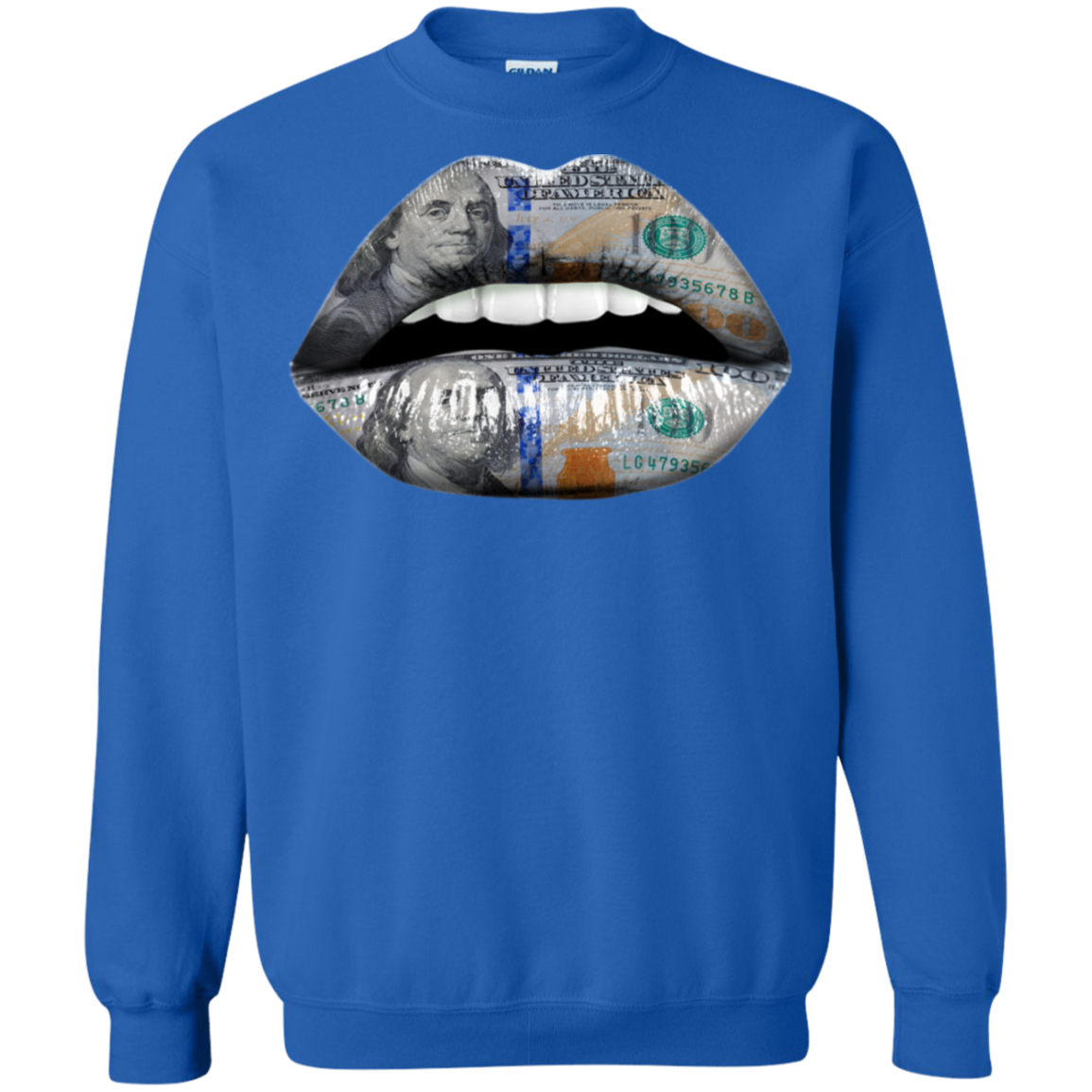 "$100 DOLLAR LIPS" Crewneck Pullover Sweatshirt  8 oz.