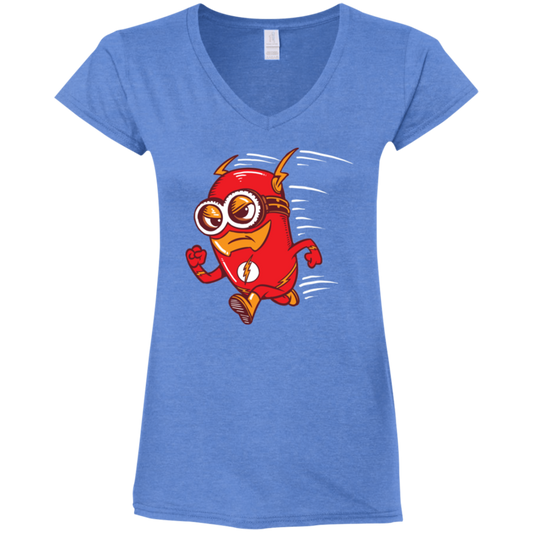 "FLASH MINION" Ladies' Fitted Softstyle 4.5 oz V-Neck T-Shirt