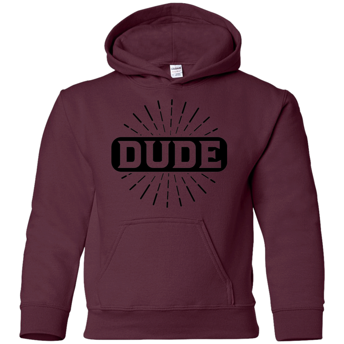 "DUDE" Youth Pullover Hoodie in black print