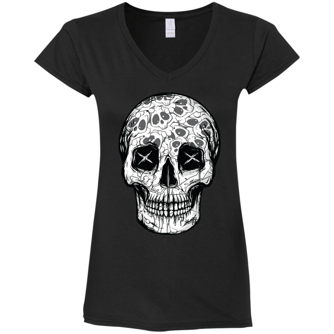 "SKULL HEADS" Ladies' Fitted Softstyle 4.5 oz V-Neck T-Shirt