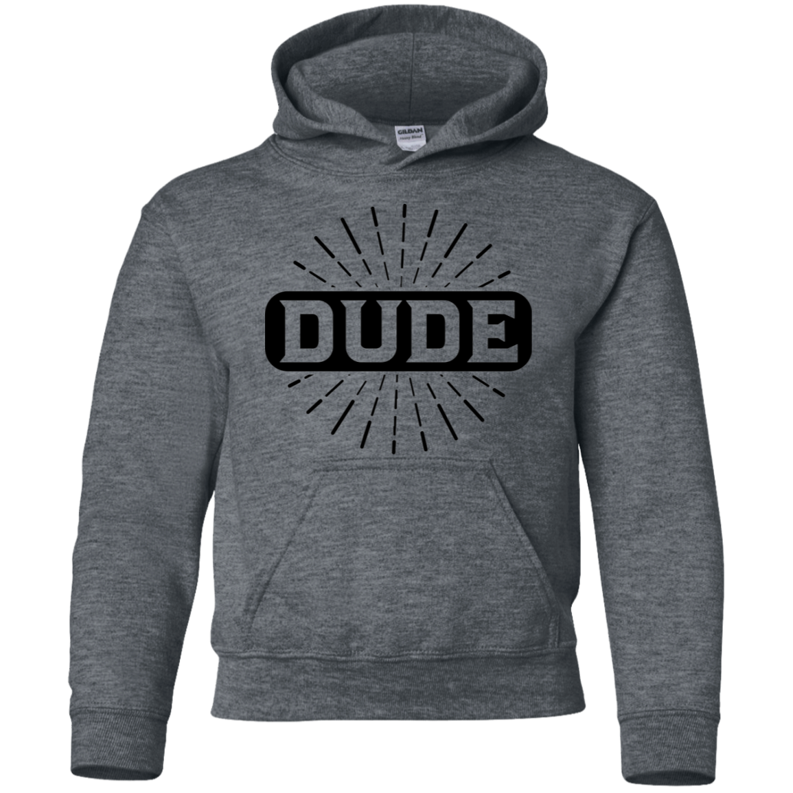 "DUDE" Youth Pullover Hoodie in black print