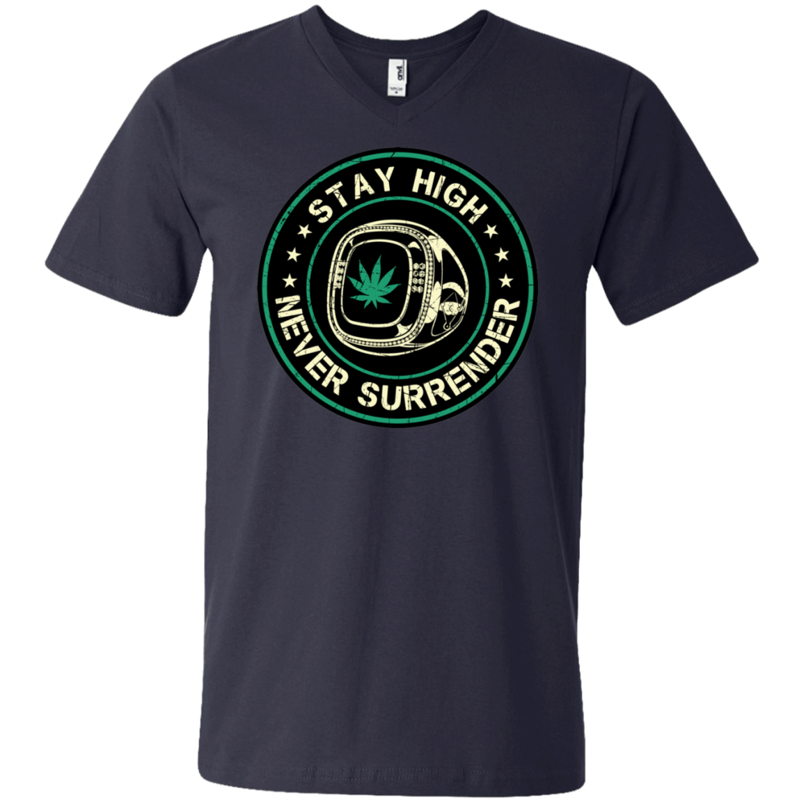 "NEVER SURRENDER" Men's Printed V-Neck T-Shirt