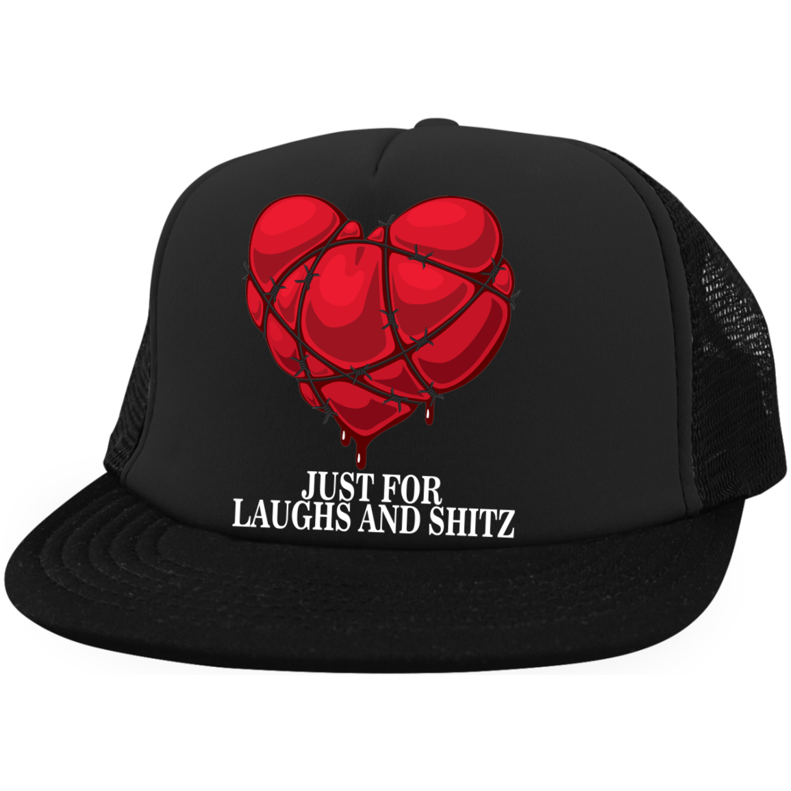 "MY BLOODY HEART" in white print Trucker Hat with Snapback