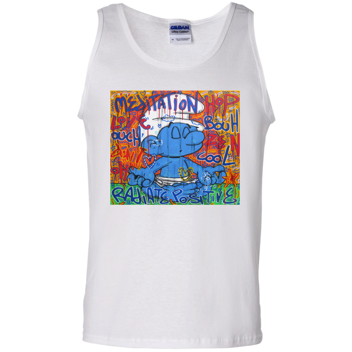 "MEDITATION SMURF" 100% Cotton Tank Top