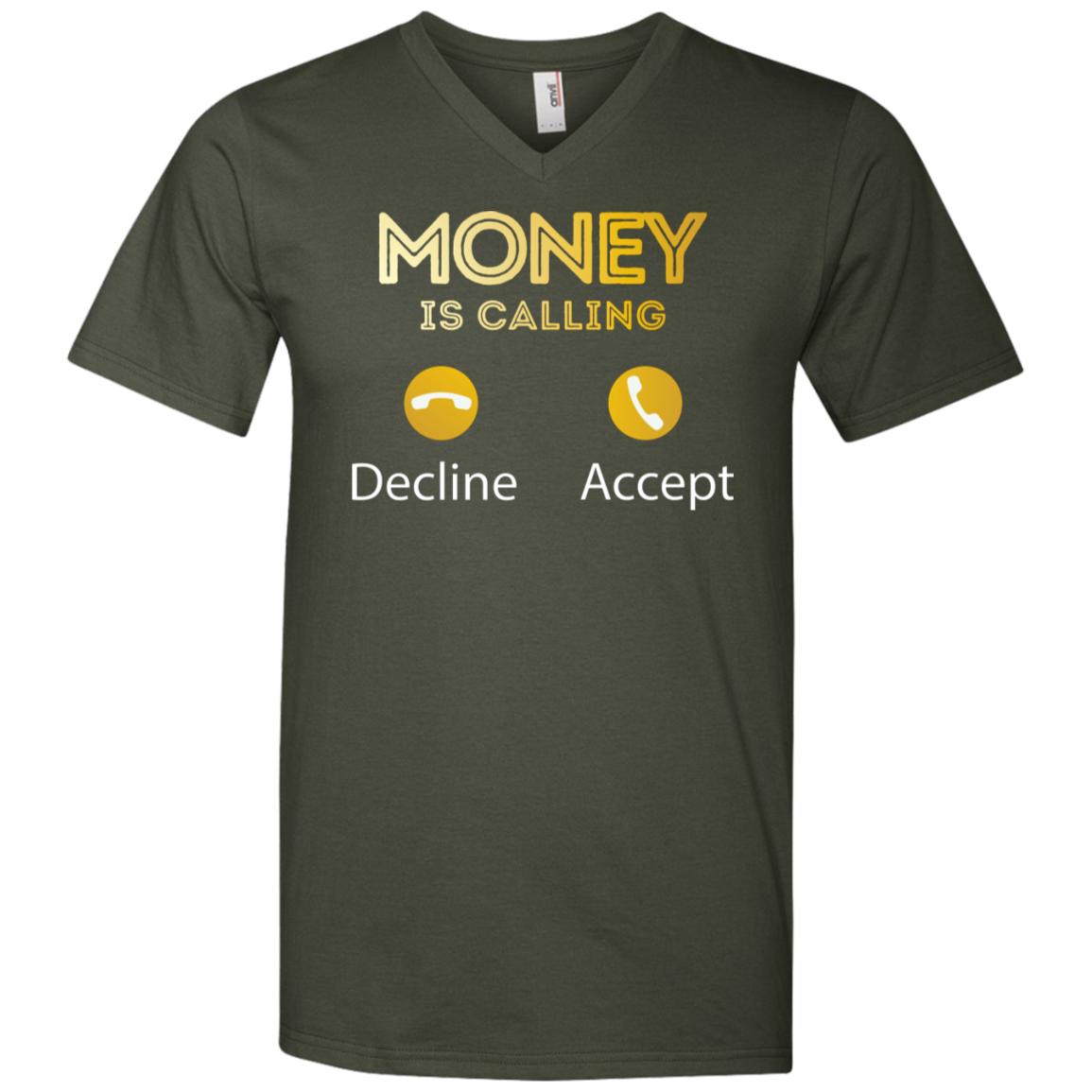 "MONEY IS CALLING" Men's Printed V-Neck T-Shirt