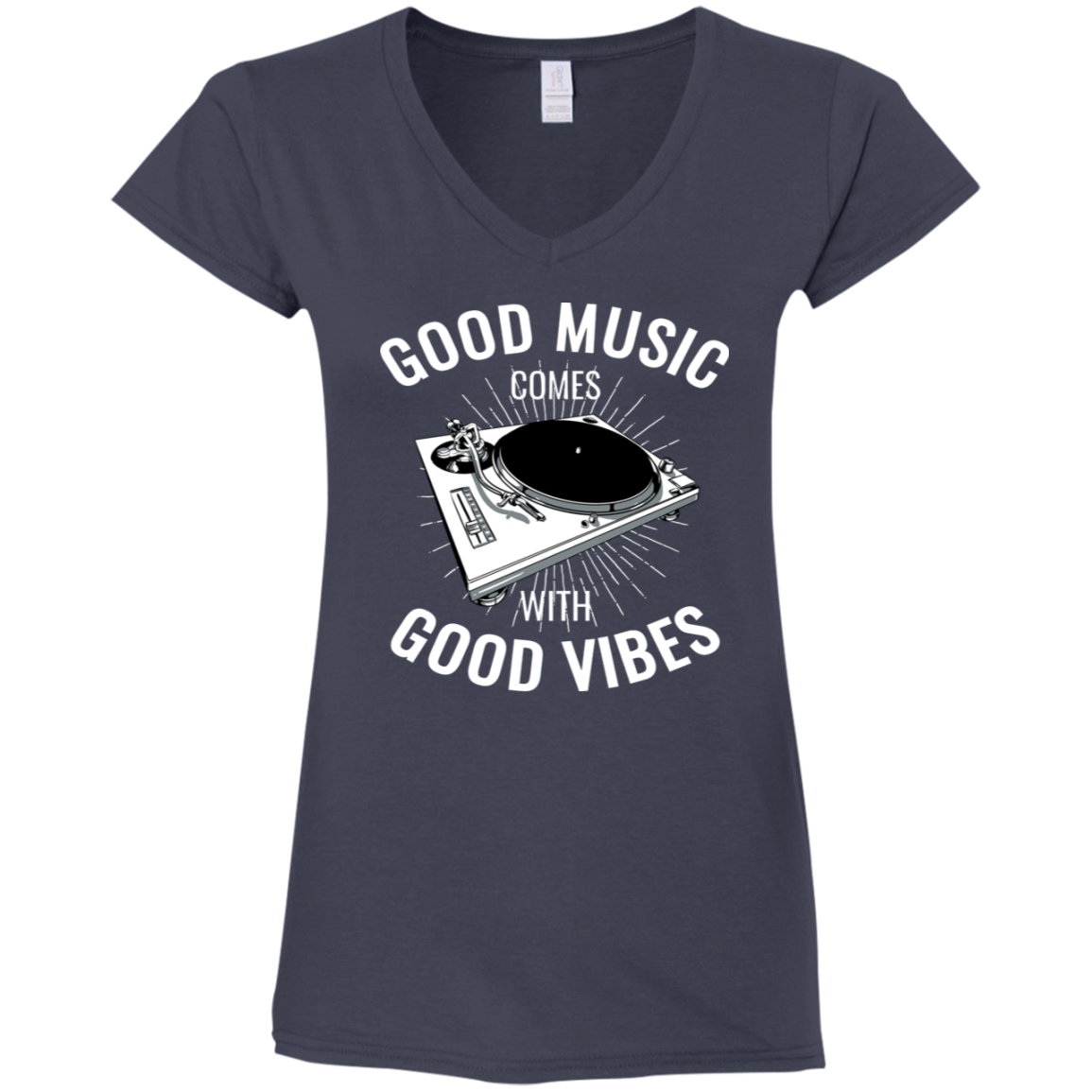 "GOOD VIBES" Ladies' Fitted Softstyle 4.5 oz V-Neck T-Shirt