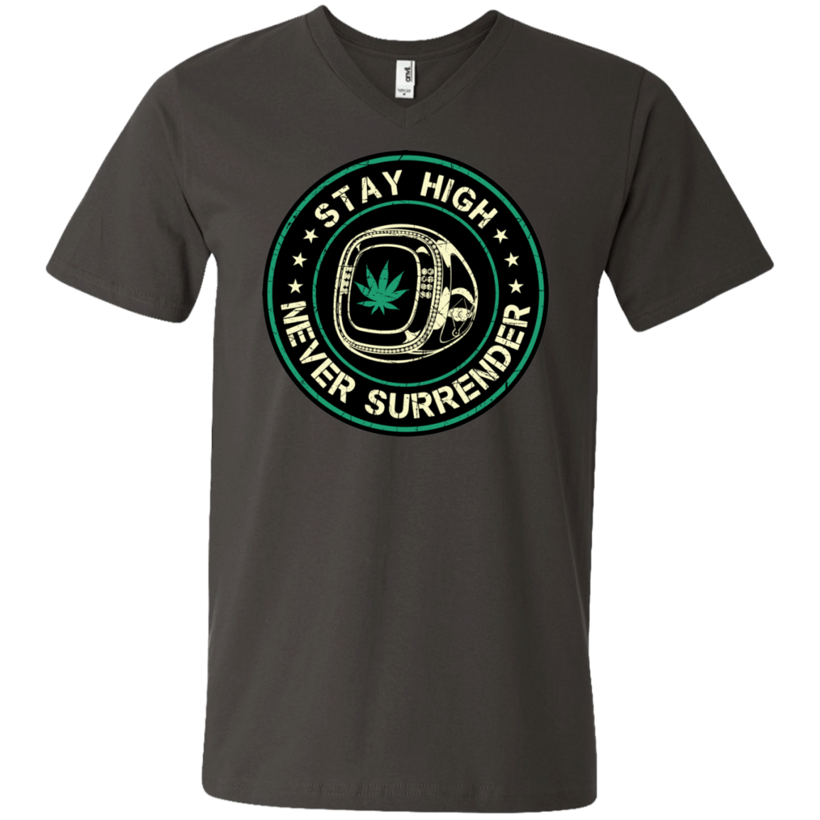 "NEVER SURRENDER" Men's Printed V-Neck T-Shirt