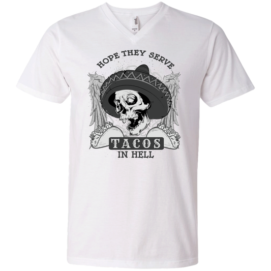 "TACOS IN HELL" Men's Printed V-Neck T-Shirt