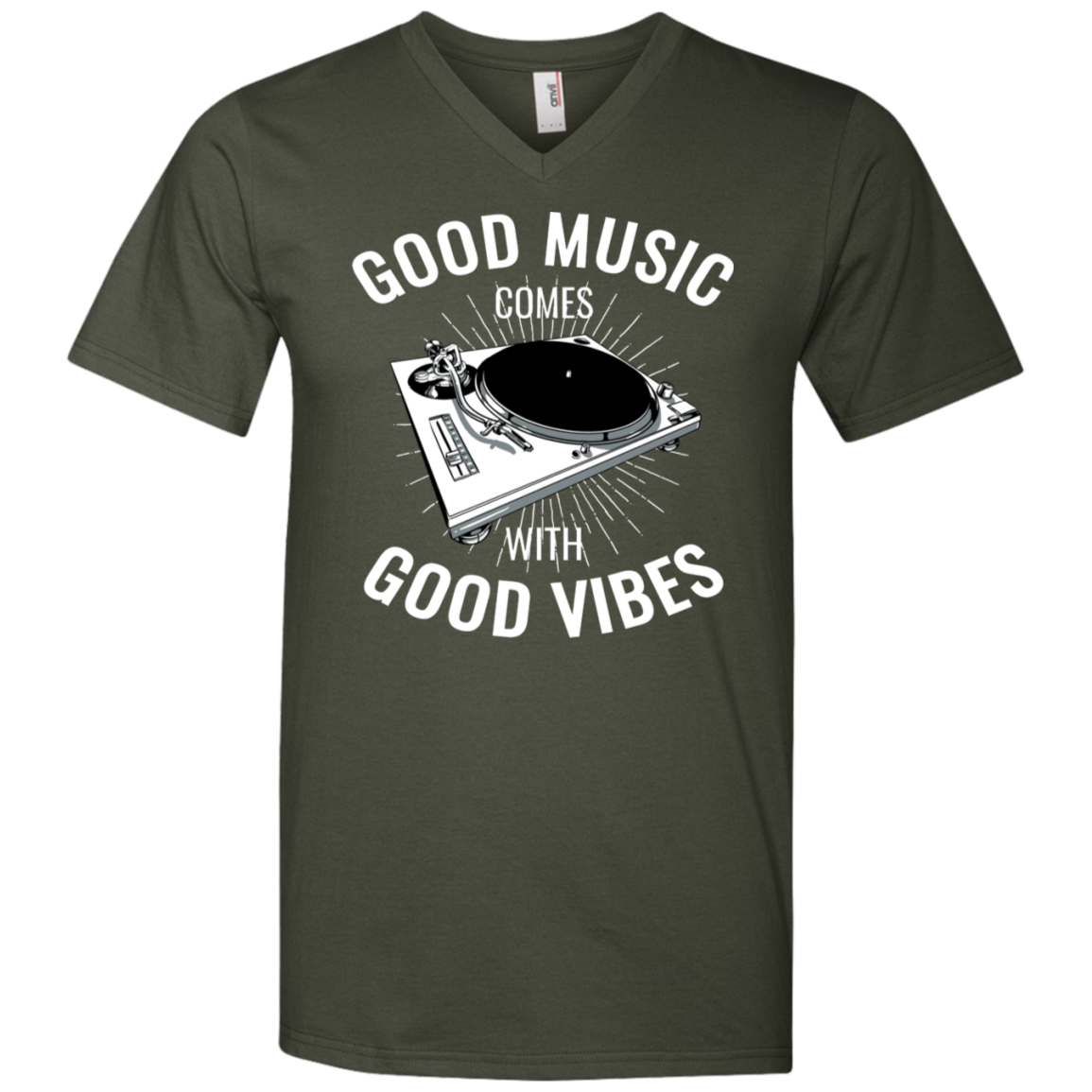 "GOOD VIBES" Men's Printed V-Neck T-Shirt