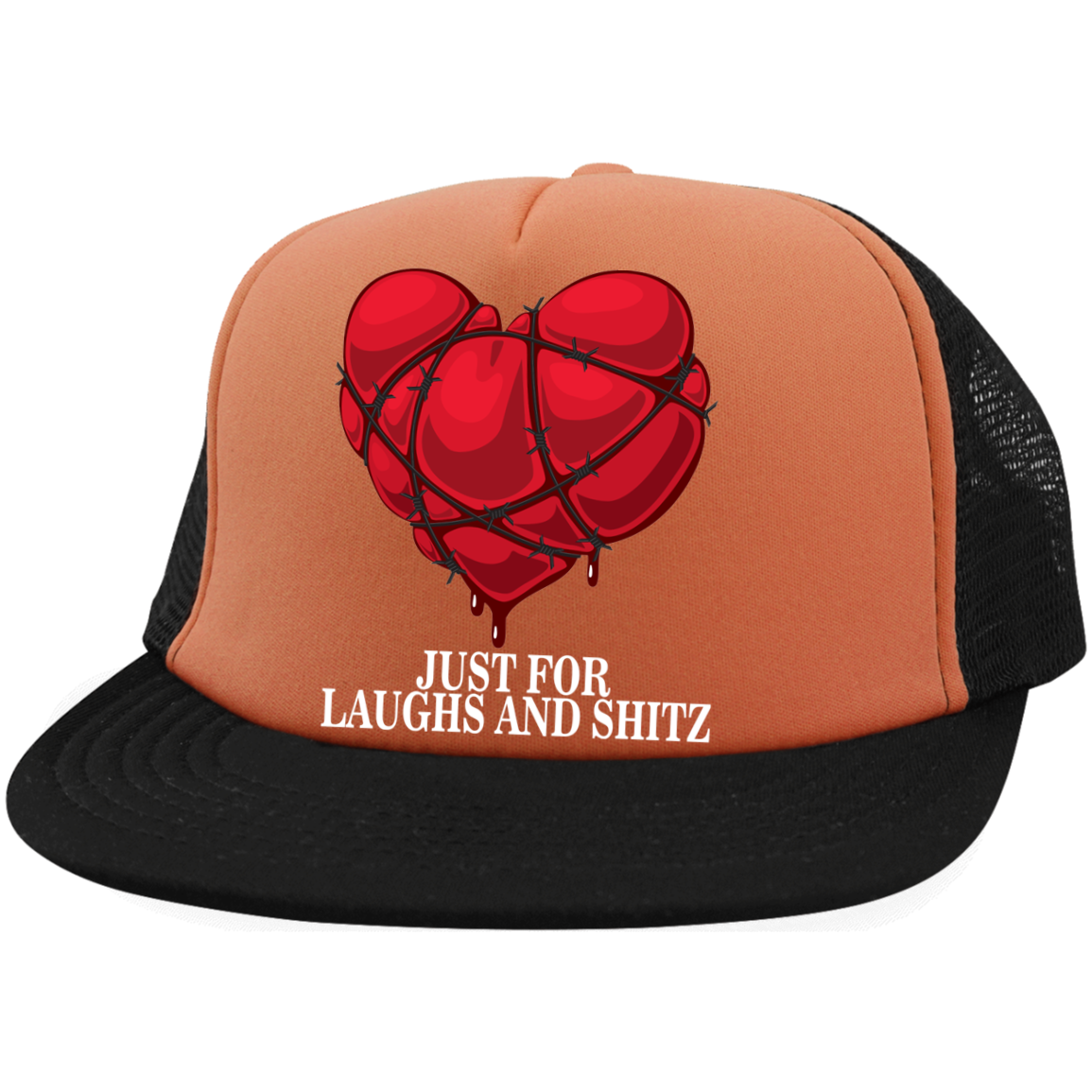 "MY BLOODY HEART" in white print Trucker Hat with Snapback