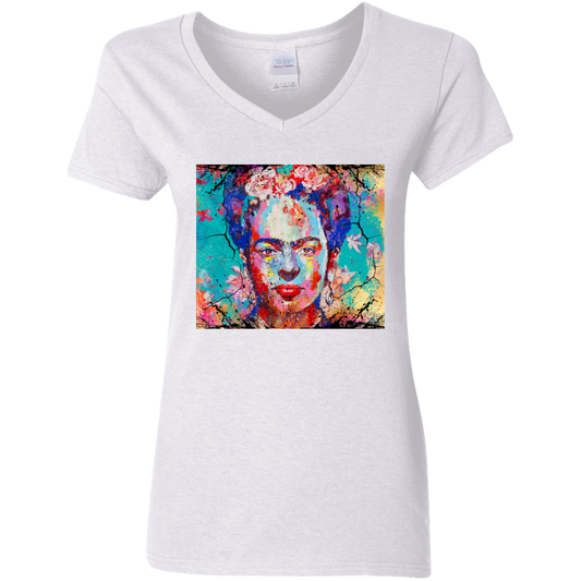 "FRIDA"  Ladies' 5.3 oz. V-Neck T-Shirt