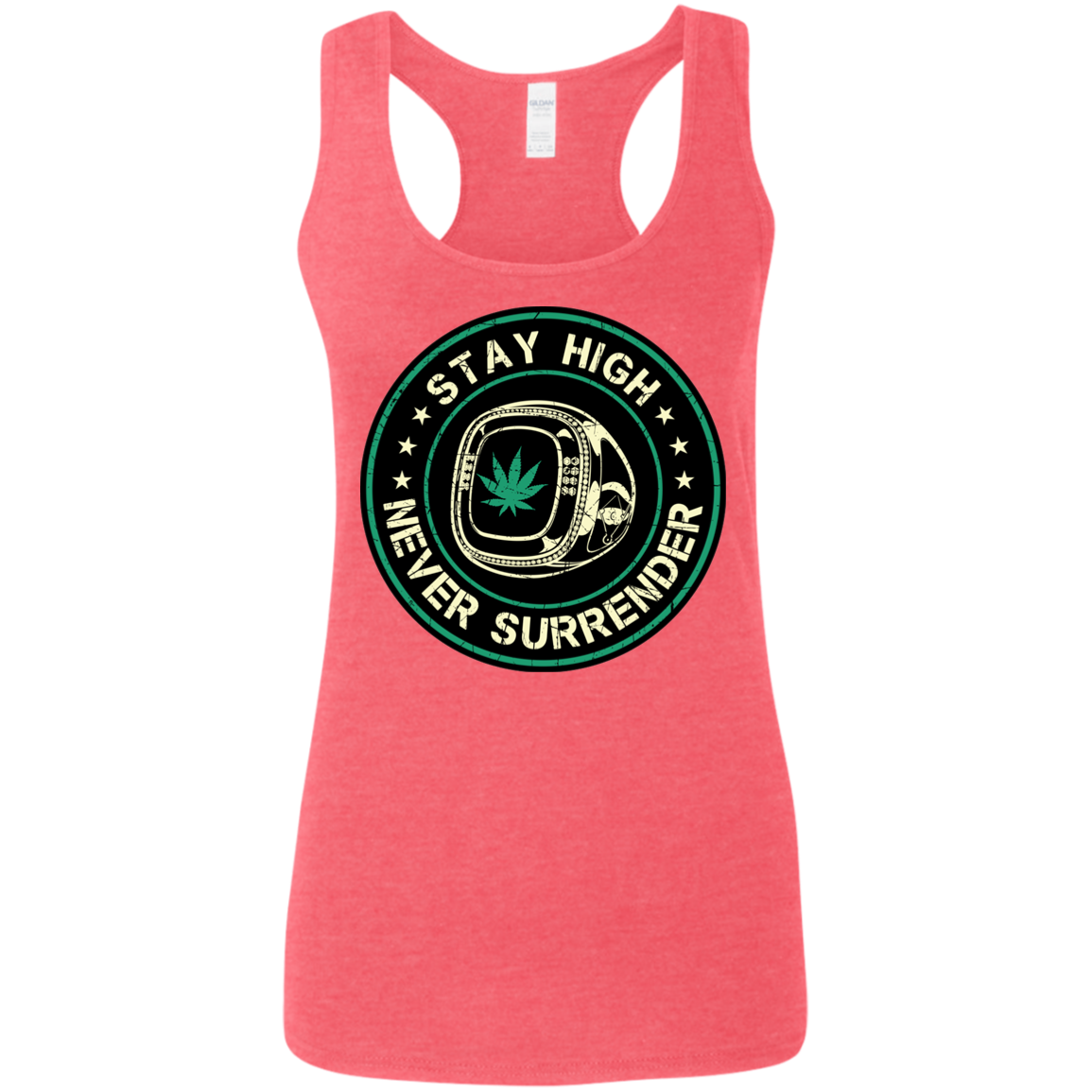 "NEVER SURRENDER" Ladies' Softstyle Racerback Tank