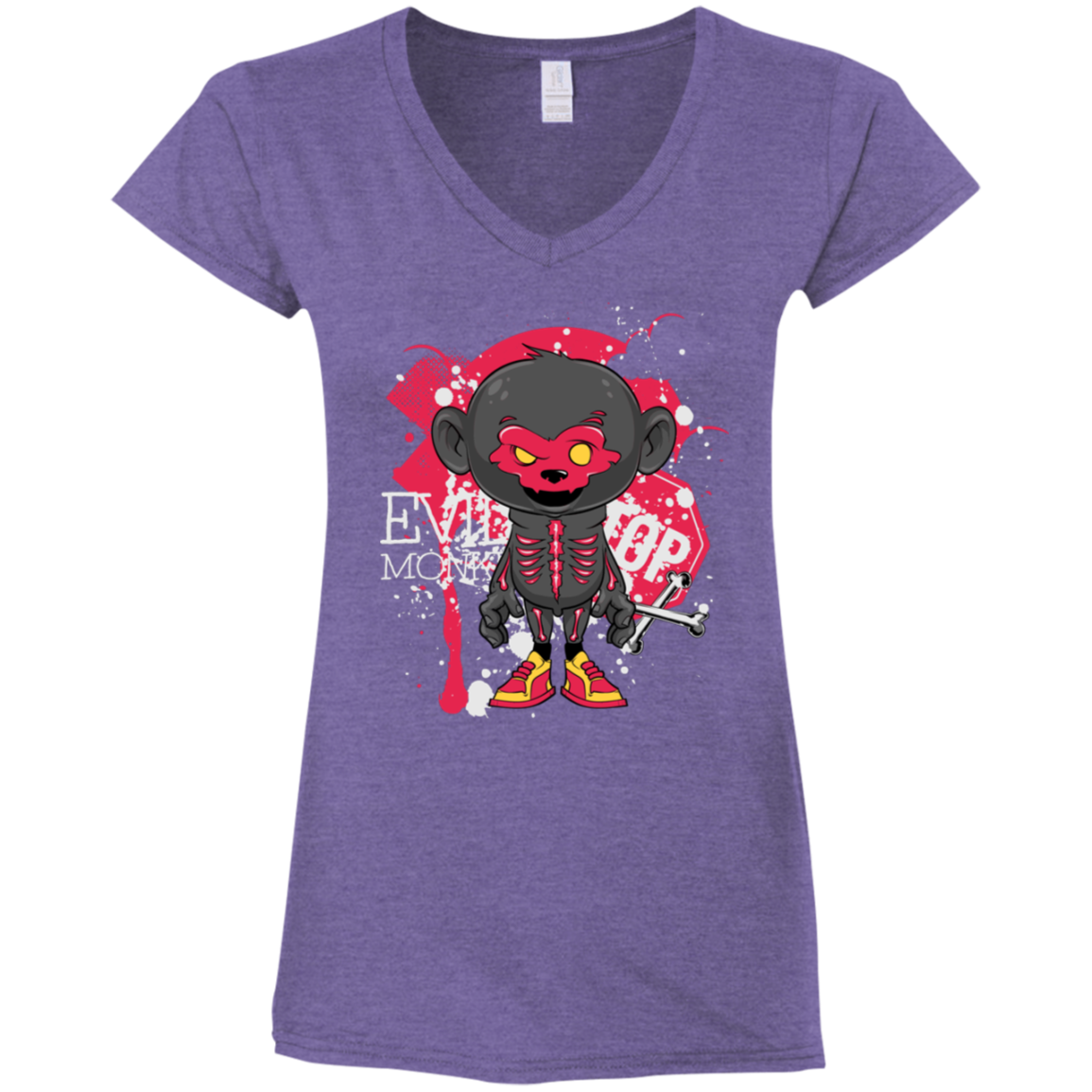 "EVIL MONKEY" Ladies' Fitted Softstyle 4.5 oz V-Neck T-Shirt