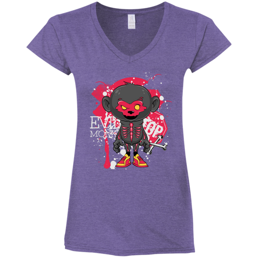 "EVIL MONKEY" Ladies' Fitted Softstyle 4.5 oz V-Neck T-Shirt