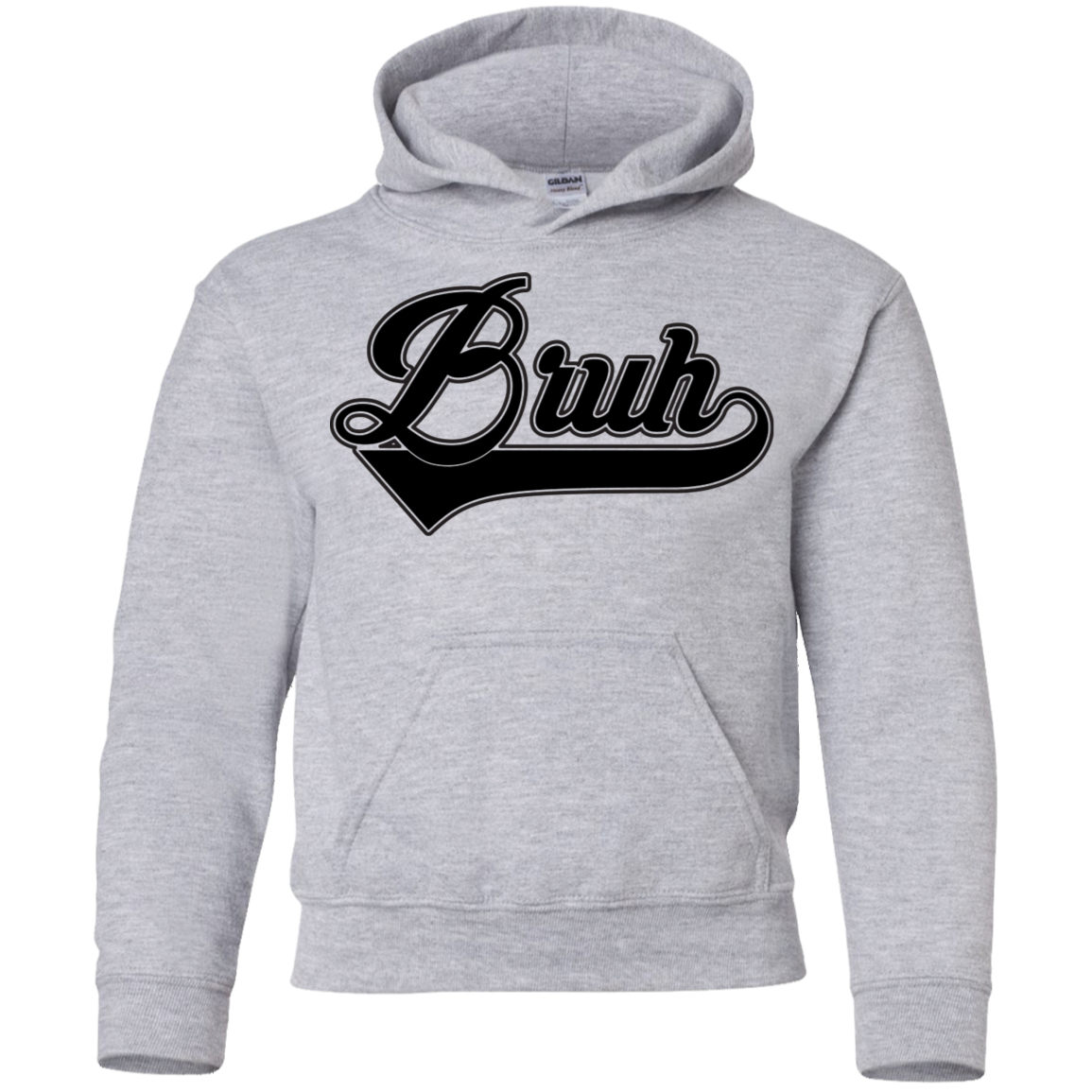 "BRUH" Youth Pullover Hoodie in black print