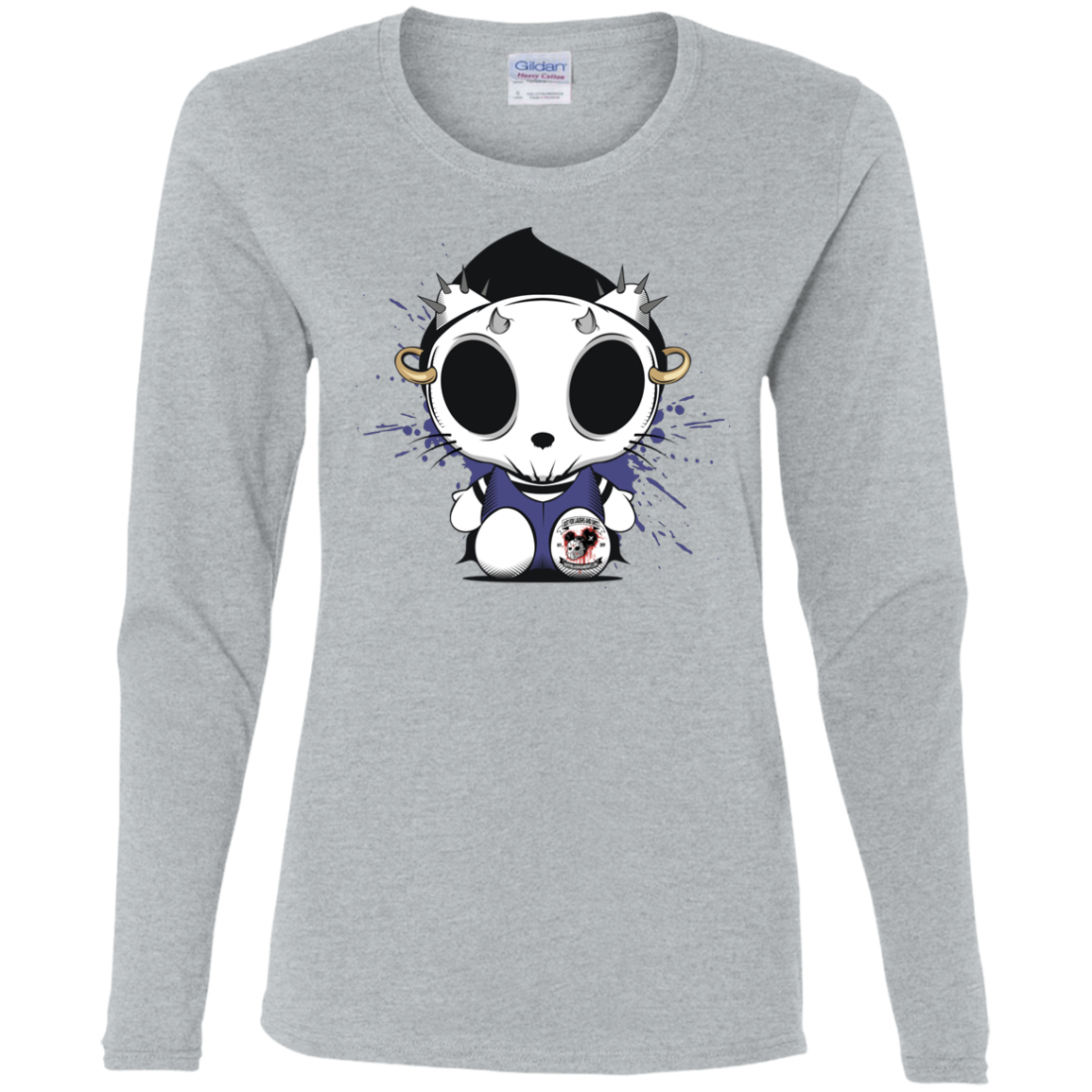 "KITTY SKULL" Ladies' Cotton LS T-Shirt