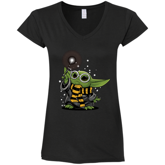 "YODA POTTER" Ladies' Fitted Softstyle 4.5 oz V-Neck T-Shirt