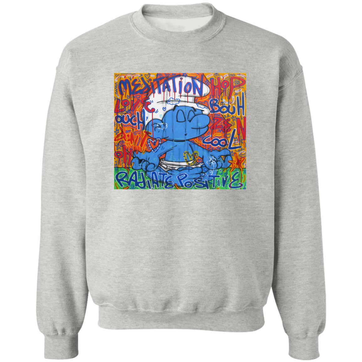 "MEDITATION SMURF" Crewneck Pullover Sweatshirt